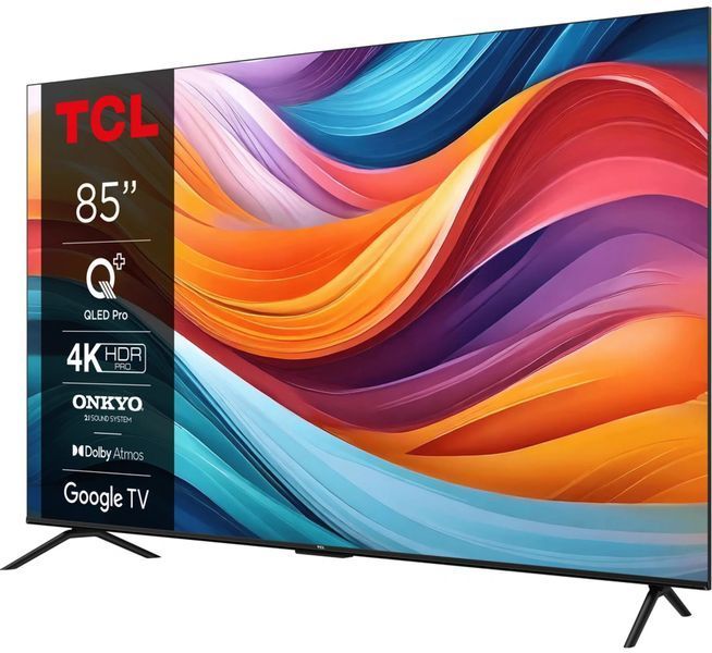 Телевізор 85" TCL 85T7B QLED 4K 60Hz Smart Google TV Titan ONKYO sound 85T7B фото