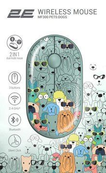 Миша 2E MF300 PETS:DOGS Silent WL BT, зелений 2E-MF300WPETSGN фото