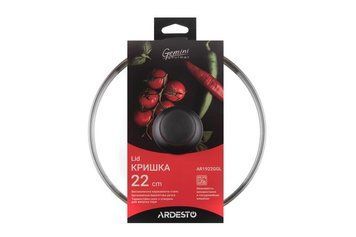 Кришка Ardesto Gemini Gourmet, 22см, термостійке скло, нержавіюча сталь, бакеліт AR1922GGL фото