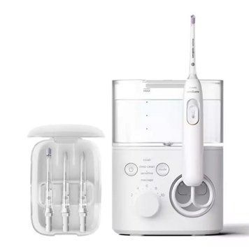 Іригатор Philips стаціонарний Sonicare Philips Sonicare Power Flosser 7000, чаша 600 мл, від мережі , чохол, 4 насадки , білий HX3911/40 фото