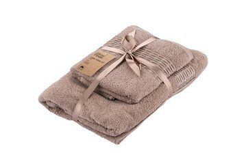 Набір рушників махрових Ardesto Lotus, 50х90см, 70х140см, 2шт, 100% бавовна, бежевий ART2357NS фото