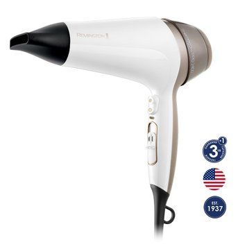 Фен Remington Thermacare Pro, 2200Вт, 3 режими, дифузор, іоніз-я, хол. обдув, турбо режим, біло-коричневий D5720 фото