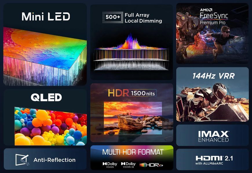 Телевізор 98" TCL 98C805K MiniLED 4K 144Hz Smart Google TV Titan ONKYO sound 98C805K фото