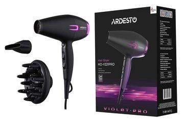 Фен Ardesto Violet PRO HD-Y221PRO ,1750-2100Вт, 2 швидкості, 3темп.режими,дифузор, чорний HD-Y221PRO фото