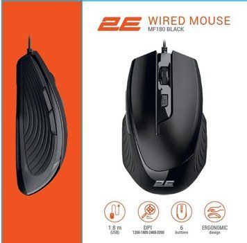 Миша 2E MF180, USB-A, чорний 2E-MF180UB фото