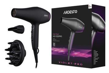 Фен Ardesto Violet PRO HD-Y222PRO, 1850-2200Вт, 2 швидкості, 3темп.режима, дифузор, чорний HD-Y222PRO фото