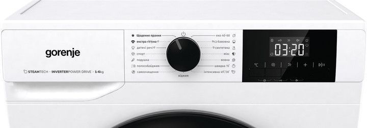 Пральна машина Gorenje W3NGPI61SBS, 6кг, 1000, A+++, 43.5см, дисплей, пар, інвертор, білий W3NGPI61SBS фото