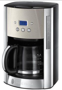 Кавоварка Russell Hobbs крапельна Luna Stone, 1.5л, мелена, LED-дисплей, підігрів чашок, чорно-сріблястий 26990-56 фото