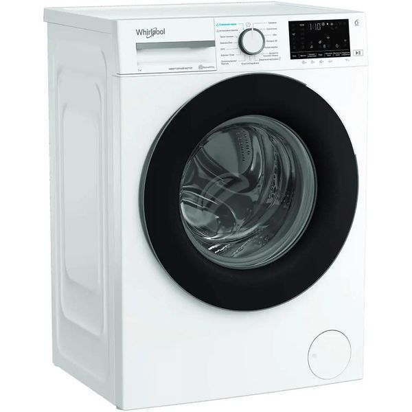 Пральна машина фронтальна Whirlpool WAM712WBUA, 7 кг, 1200, A+++, 49.6см, дисплей, пара, інвертор, люк чорний, білий WAM712WBUA фото