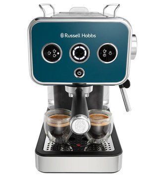 Кавоварка Russell Hobbs ріжкова Distinctions Ocean 1.1л, мелена + чалди, синьо-сріблястий 26451-56 фото