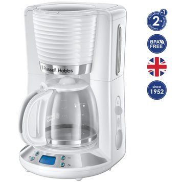 Кавоварка Russell Hobbs крапельна Inspire 1,25л, мелена, 10 чашок, таймер вимкнення, білий 24390-56 фото