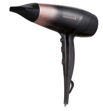 Фен Remington Rose Shimmer, 2200Вт, 3 режими, дифузор, іоніз-я, хол. обдув, чорно-рожевий D5305 фото