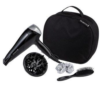 Фен Remington Style Edition, 2200Вт, 3 режими, іоніз-я, хол. обдув, дифузор, гребінець, резинка, кейс, чорно-сірий D3171GP фото